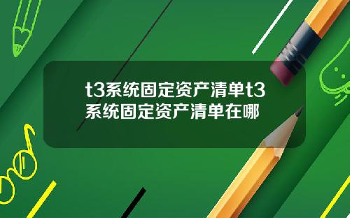 t3系统固定资产清单t3系统固定资产清单在哪