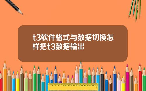 t3软件格式与数据切换怎样把t3数据输出