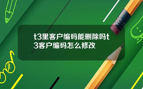 t3里客户编码能删除吗t3客户编码怎么修改