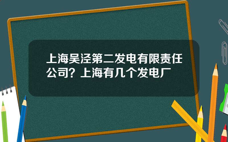 上海吴泾第二发电有限责任公司？上海有几个发电厂