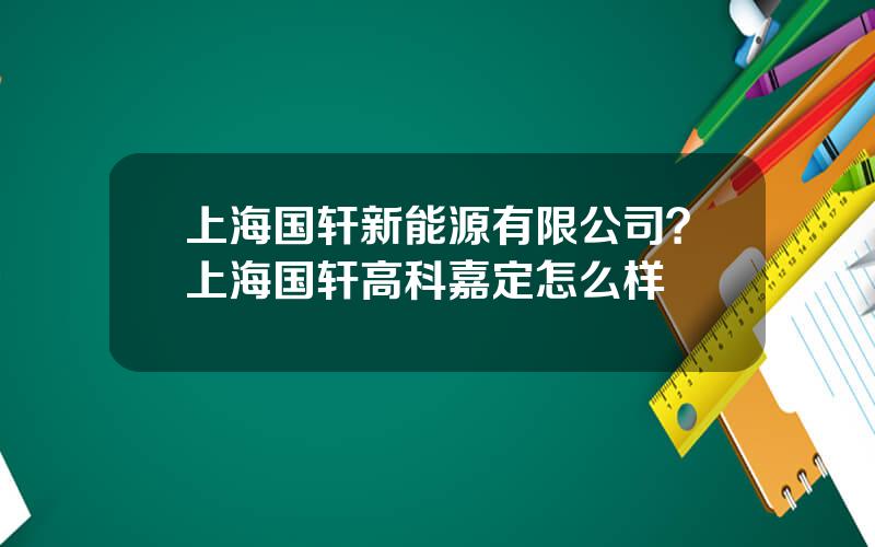 上海国轩新能源有限公司？上海国轩高科嘉定怎么样