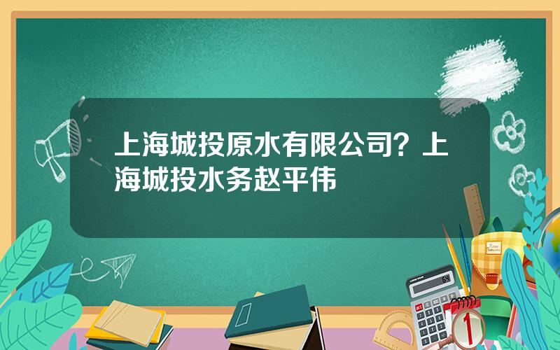 上海城投原水有限公司？上海城投水务赵平伟