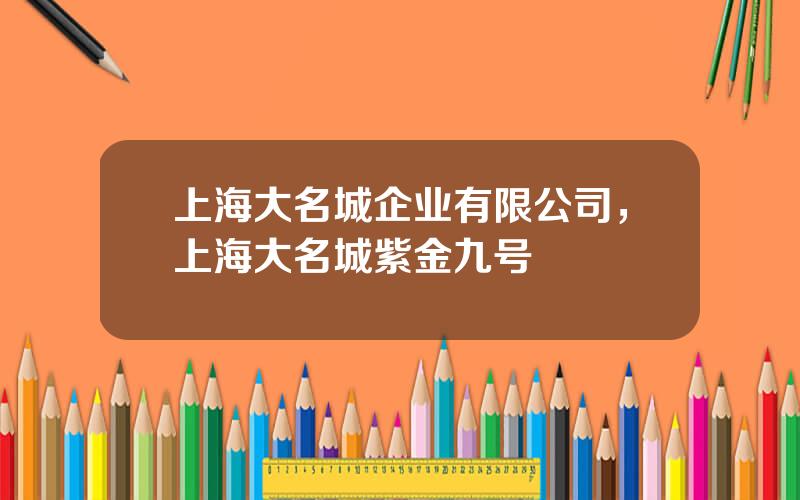 上海大名城企业有限公司，上海大名城紫金九号