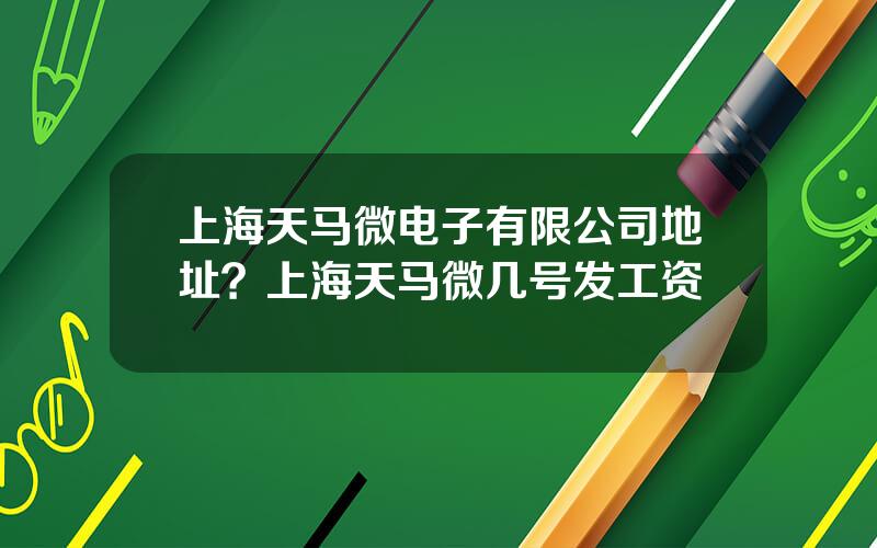 上海天马微电子有限公司地址？上海天马微几号发工资