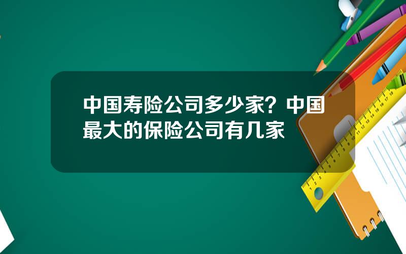 中国寿险公司多少家？中国最大的保险公司有几家