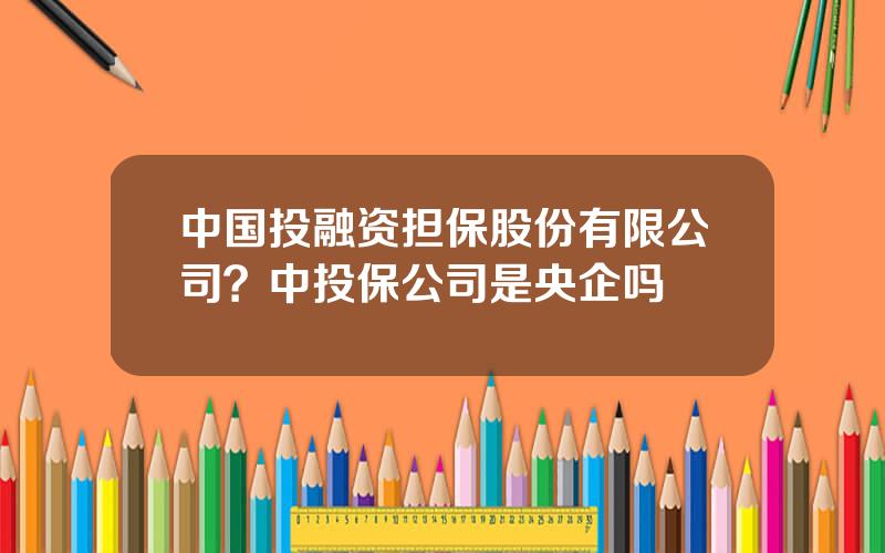 中国投融资担保股份有限公司？中投保公司是央企吗