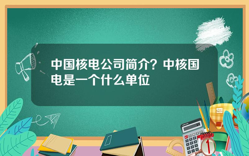 中国核电公司简介？中核国电是一个什么单位