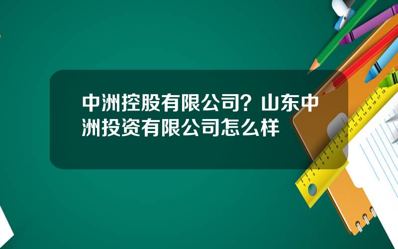 中洲控股有限公司？山东中洲投资有限公司怎么样