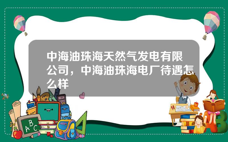 中海油珠海天然气发电有限公司，中海油珠海电厂待遇怎么样