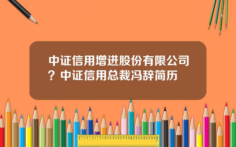 中证信用增进股份有限公司？中证信用总裁冯辞简历