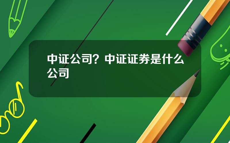 中证公司？中证证券是什么公司