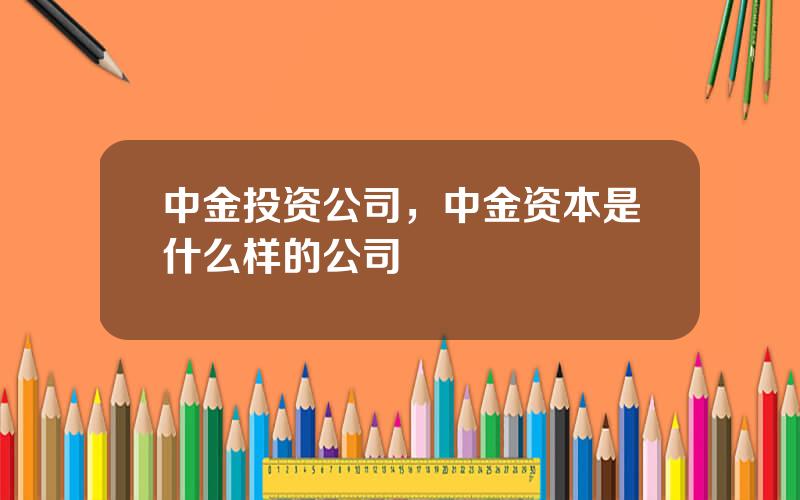 中金投资公司，中金资本是什么样的公司