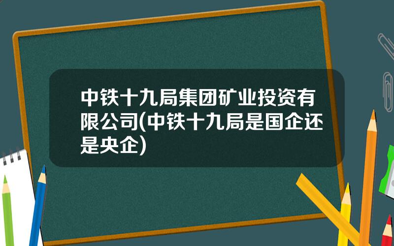 中铁十九局集团矿业投资有限公司(中铁十九局是国企还是央企)