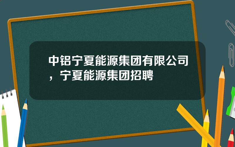 中铝宁夏能源集团有限公司，宁夏能源集团招聘