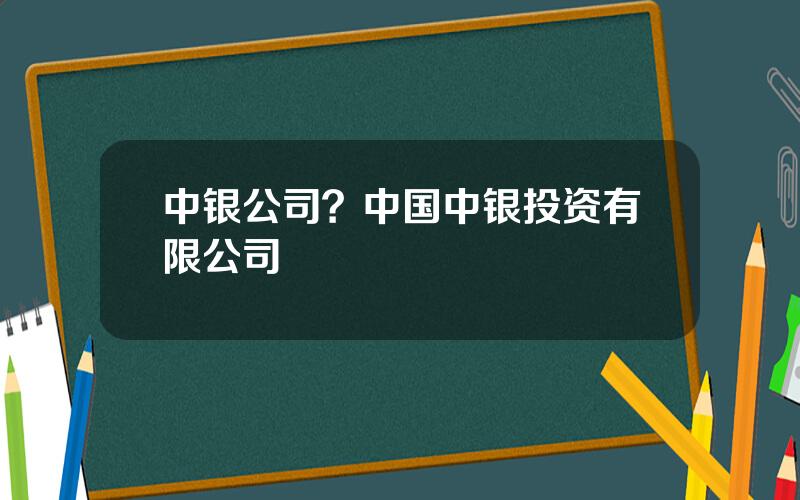 中银公司？中国中银投资有限公司