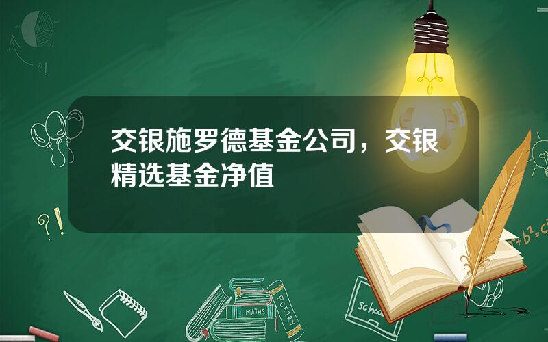 交银施罗德基金公司，交银精选基金净值