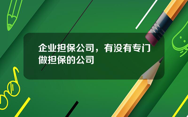 企业担保公司，有没有专门做担保的公司