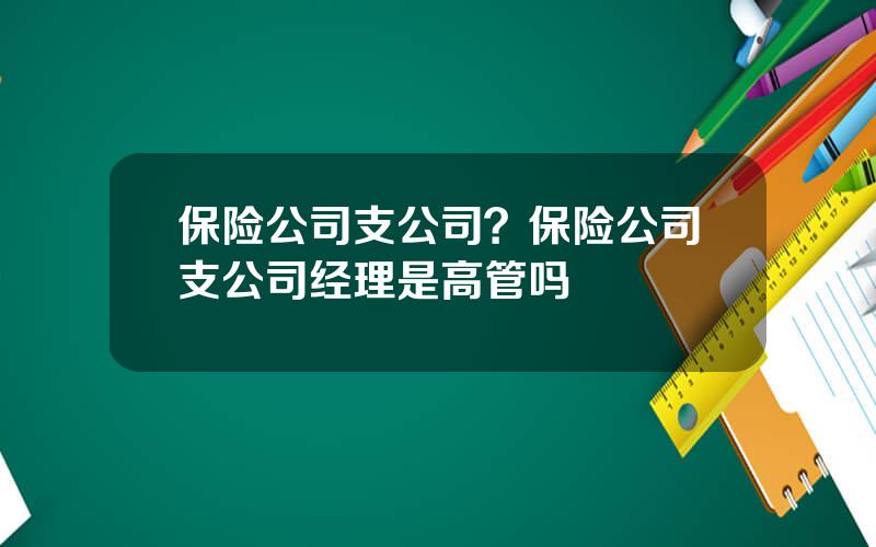 保险公司支公司？保险公司支公司经理是高管吗