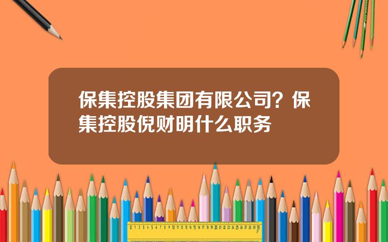 保集控股集团有限公司？保集控股倪财明什么职务