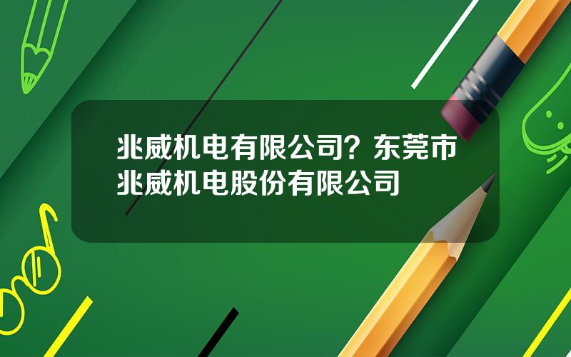 兆威机电有限公司？东莞市兆威机电股份有限公司