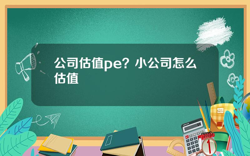 公司估值pe？小公司怎么估值