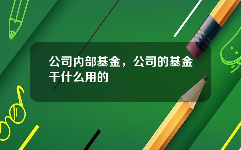 公司内部基金，公司的基金干什么用的