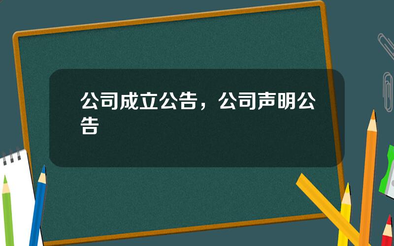 公司成立公告，公司声明公告