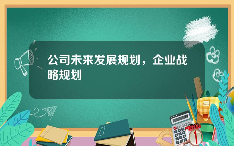 公司未来发展规划，企业战略规划