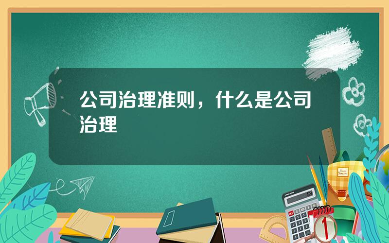 公司治理准则，什么是公司治理