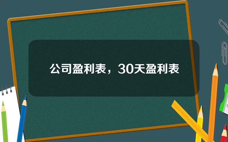 公司盈利表，30天盈利表