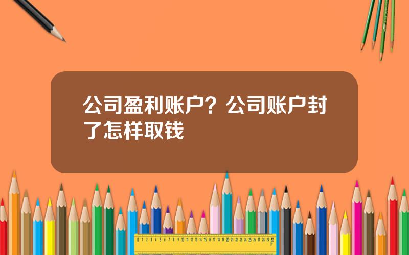 公司盈利账户？公司账户封了怎样取钱