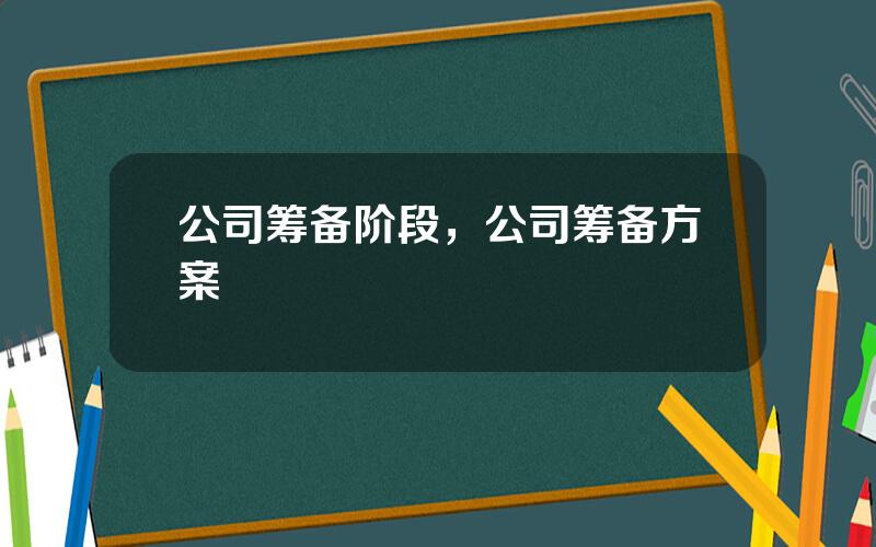 公司筹备阶段，公司筹备方案