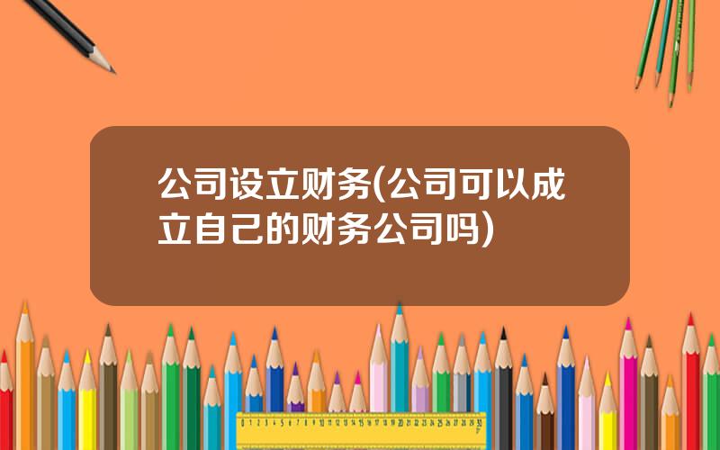 公司设立财务(公司可以成立自己的财务公司吗)