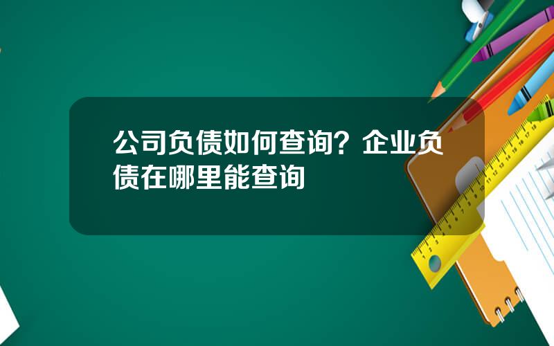 公司负债如何查询？企业负债在哪里能查询