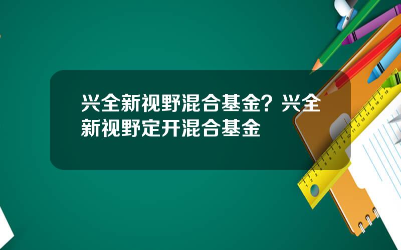 兴全新视野混合基金？兴全新视野定开混合基金