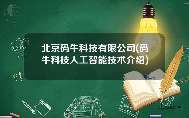 北京码牛科技有限公司(码牛科技人工智能技术介绍)