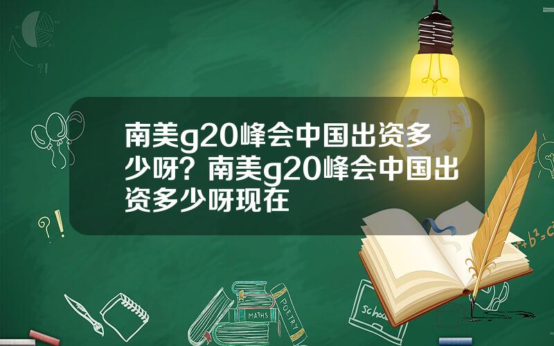 南美g20峰会中国出资多少呀？南美g20峰会中国出资多少呀现在