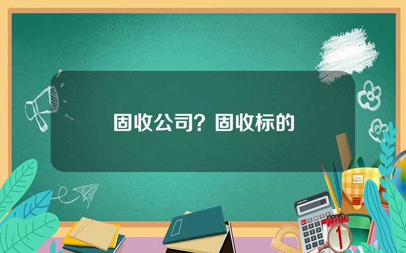 固收公司？固收标的