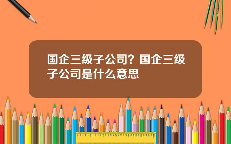 国企三级子公司？国企三级子公司是什么意思