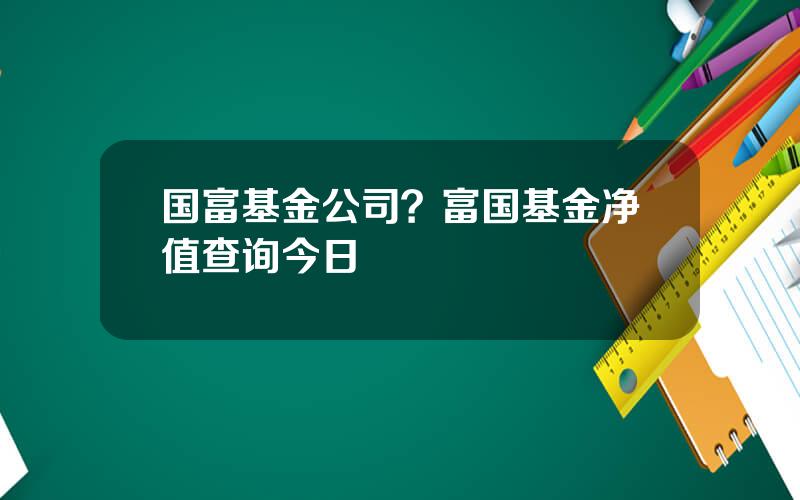 国富基金公司？富国基金净值查询今日