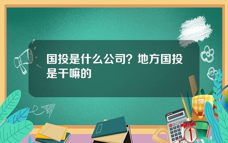 国投是什么公司？地方国投是干嘛的