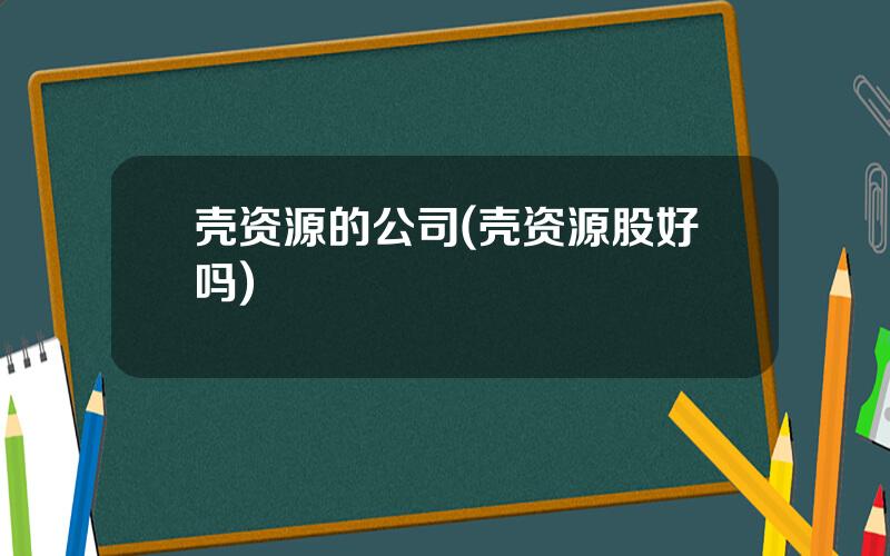 壳资源的公司(壳资源股好吗)