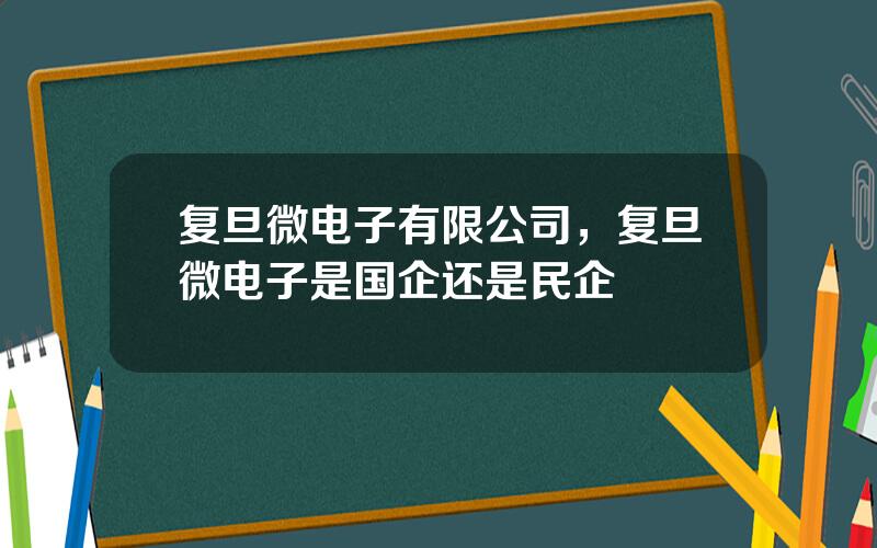 复旦微电子有限公司，复旦微电子是国企还是民企