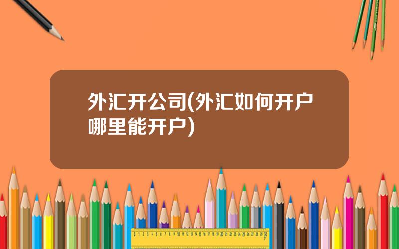 外汇开公司(外汇如何开户哪里能开户)