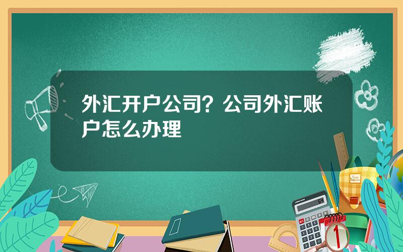 外汇开户公司？公司外汇账户怎么办理