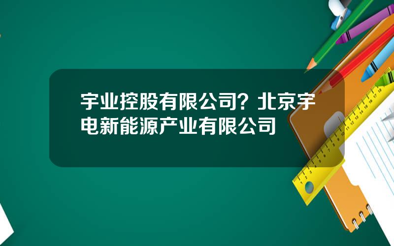 宇业控股有限公司？北京宇电新能源产业有限公司