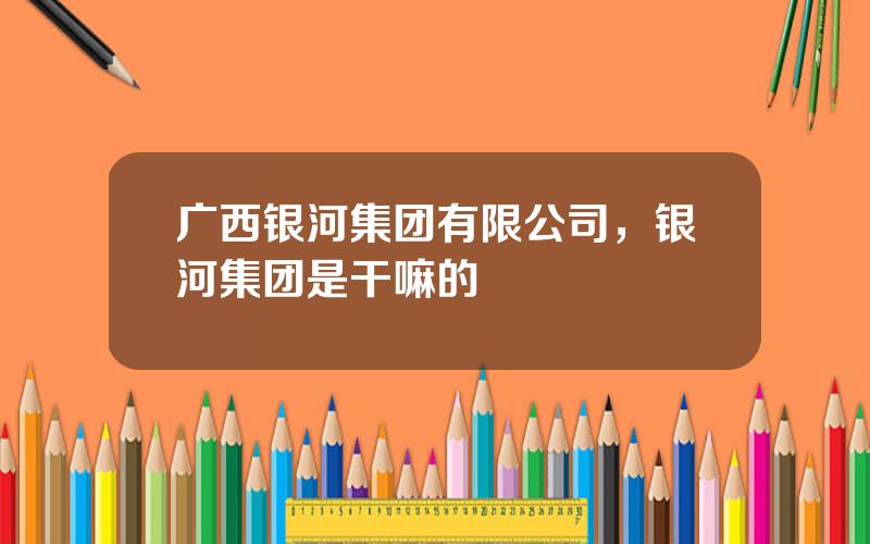 广西银河集团有限公司，银河集团是干嘛的