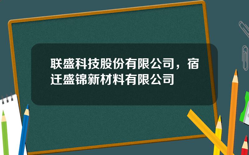 联盛科技股份有限公司，宿迁盛锦新材料有限公司